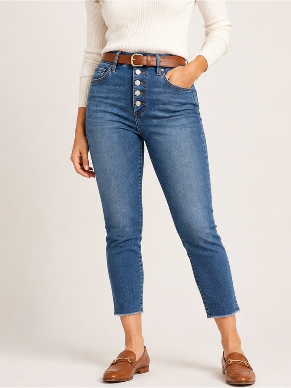 Sam Edelman Stiletto High Rise Button Fly Crop Skinny Jeans 14/32 Inseam 24